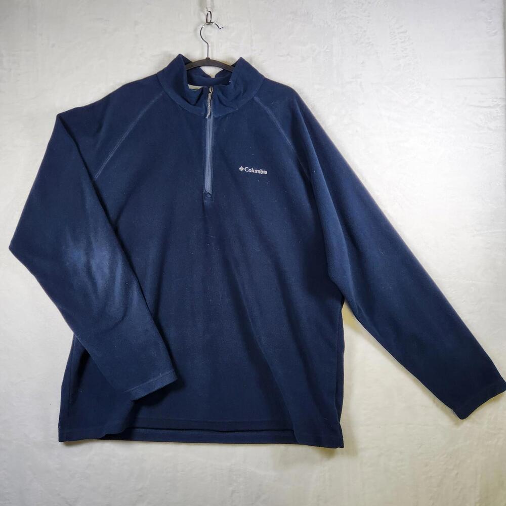 Columbia Quarter Zip Fleece Sweatshirt Blue Size XL